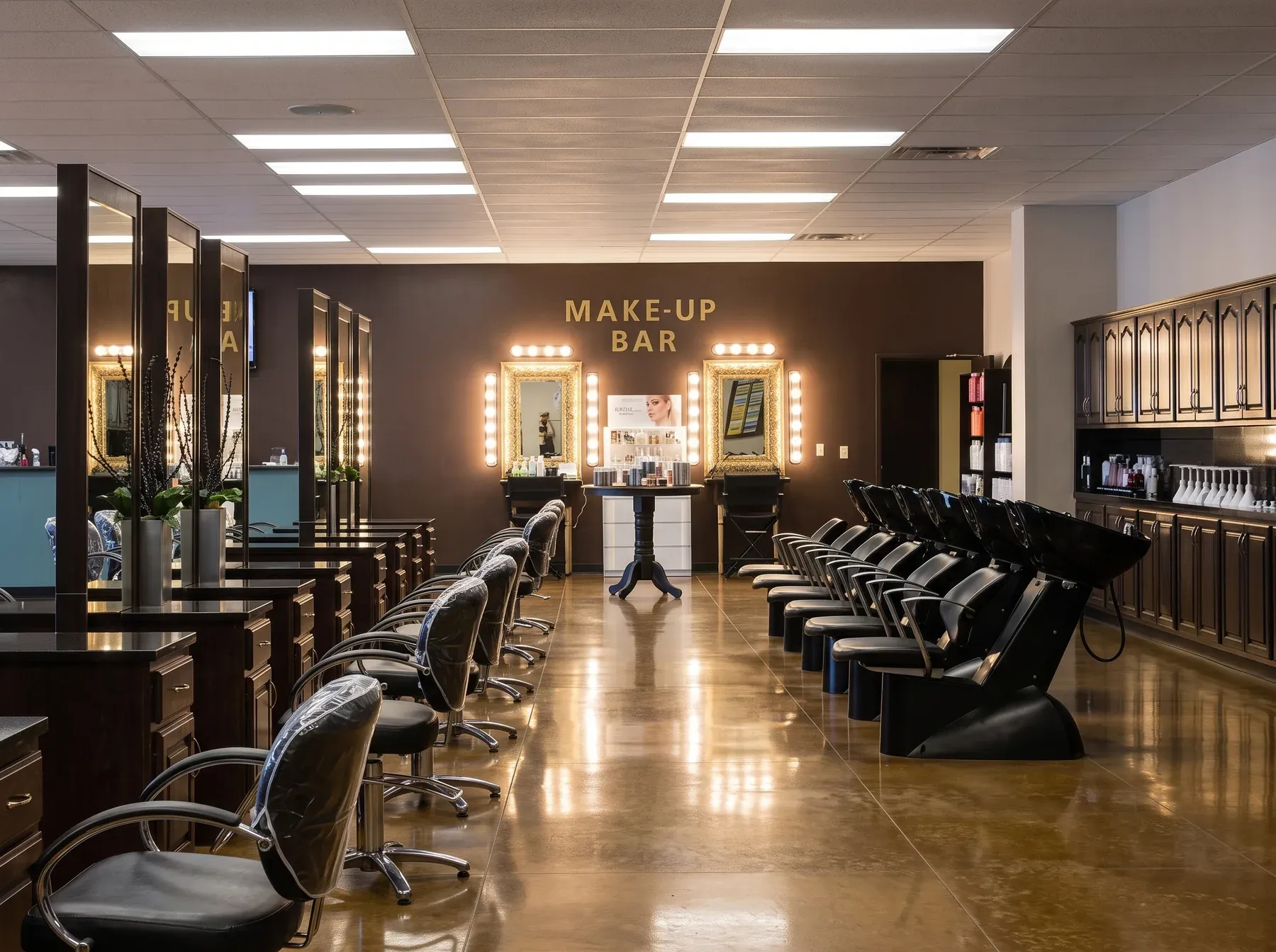 Students working with clients on the supervised salon floor