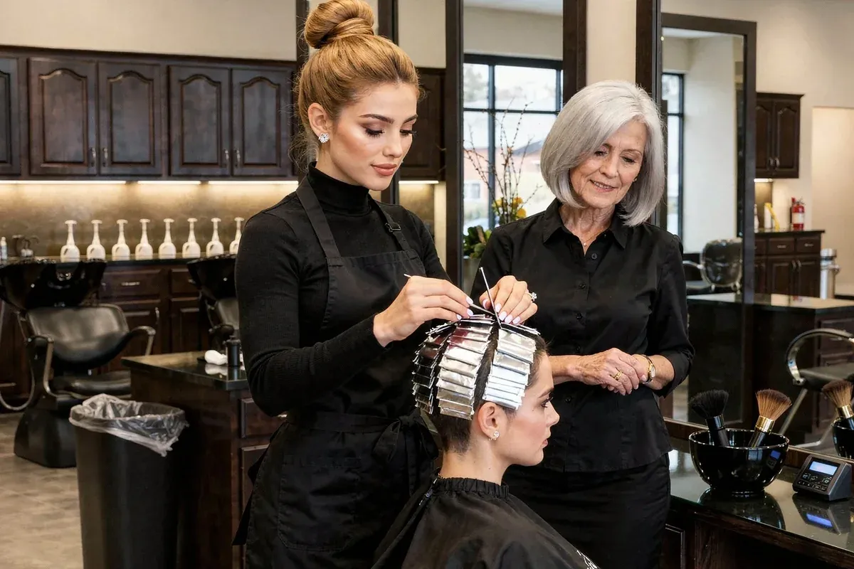 A colour service under way on the Hays salon floor